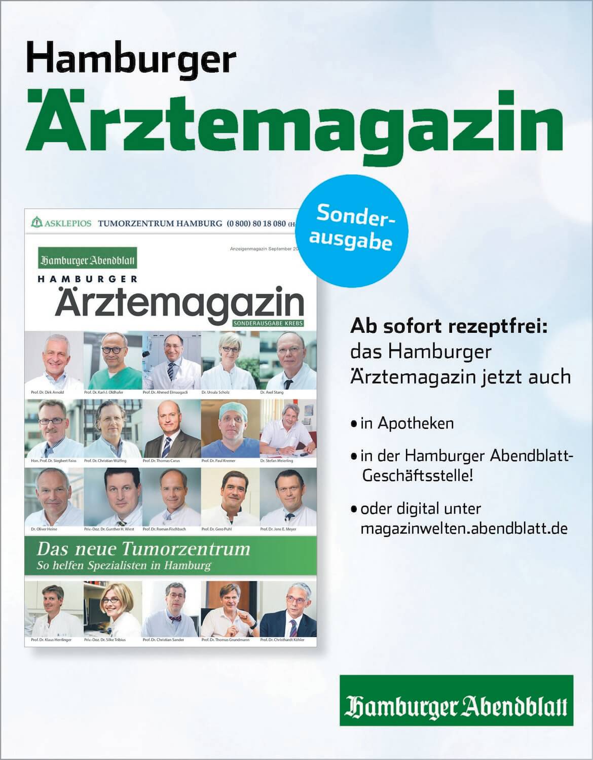 Anzeigen im Abendblatt vom Hamburger Ärztemagazin Sonderausgabe